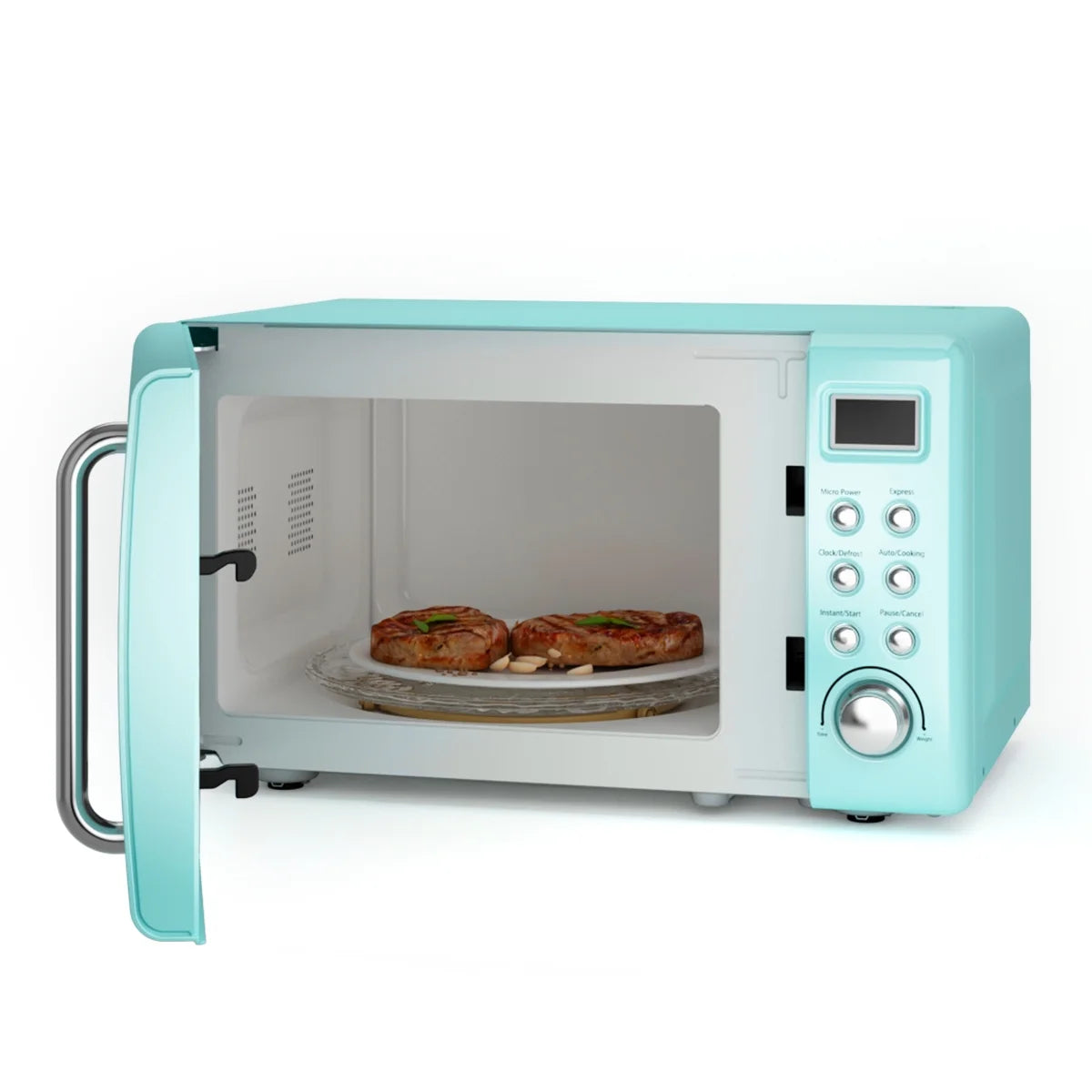 Costway 0.7Cu.ft Retro Countertop Microwave Oven 700W LED Display Glass Turntable Rose Gold