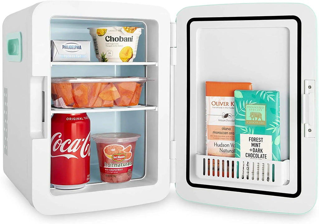 Cooluli Classic Turquoise 10 Liter Compact Portable Cooler Warmer Mini Fridge for Bedroom, Office, Dorm, Car - Great for Skincare & Cosmetics (110-240V/12V)