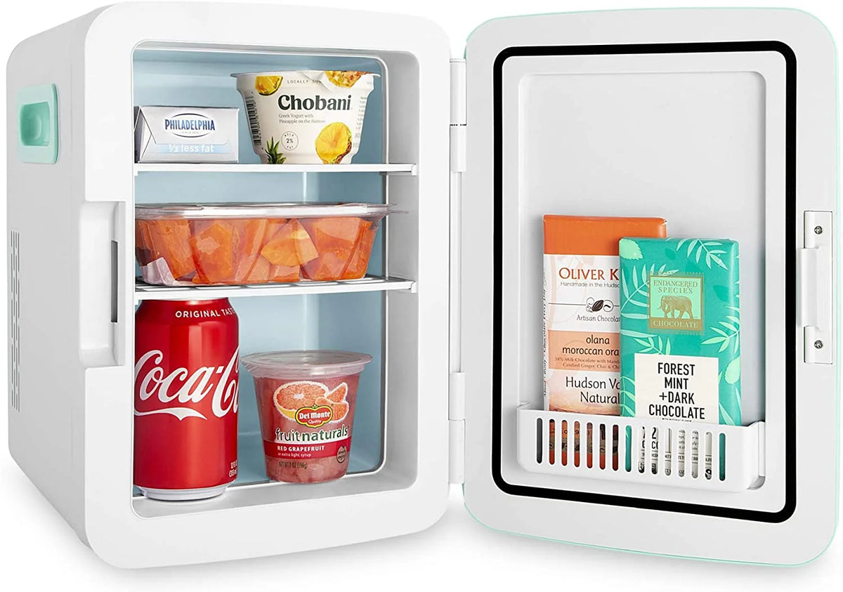 Cooluli Classic Turquoise 10 Liter Compact Portable Cooler Warmer Mini Fridge for Bedroom, Office, Dorm, Car - Great for Skincare & Cosmetics (110-240V/12V)