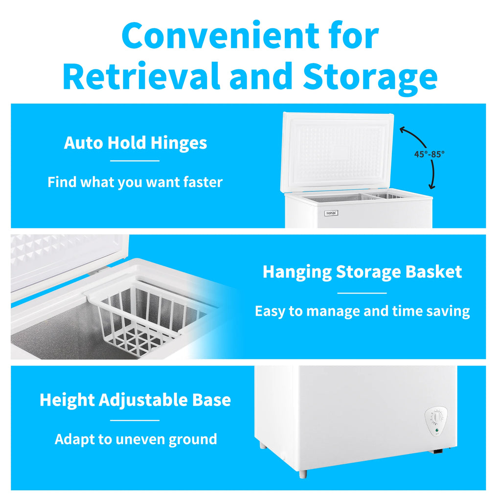WANAI 3.5 Cu.ft,Chest Freezer,Deep Freezer,Removable Storage Basket Freezer,White