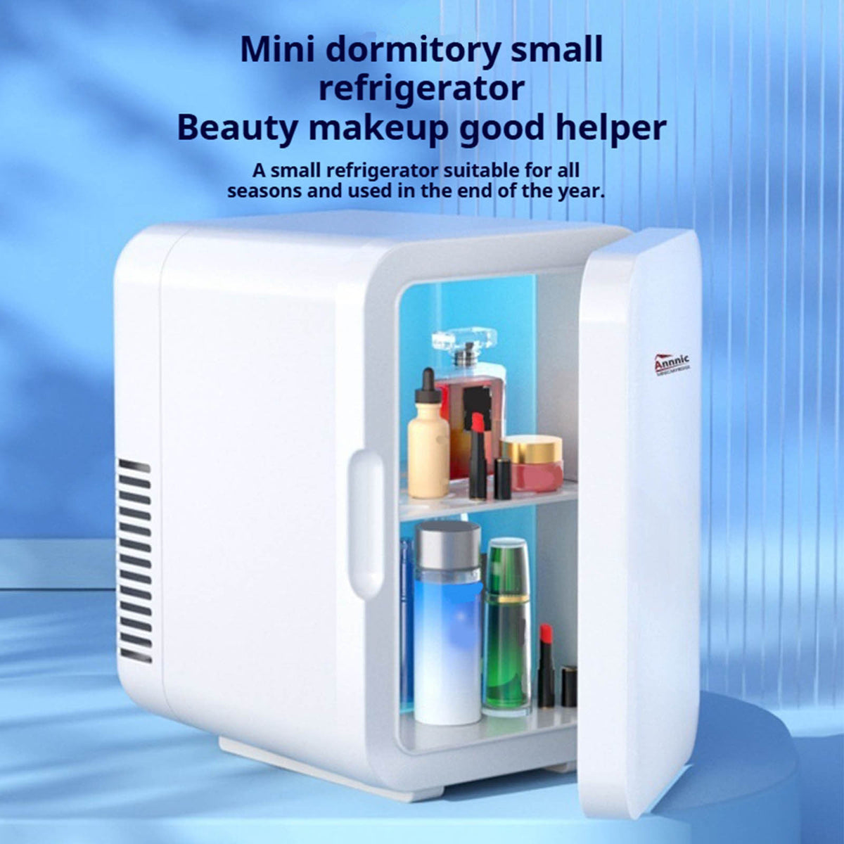 6L Mini Fridge for Bedroom - Car, Office Desk & College Dorm Room - 12v Portable Cooler & Warmer for Food, Drinks, Skincare, Beauty & Makeup - AC/DC Small Refrigerator Red