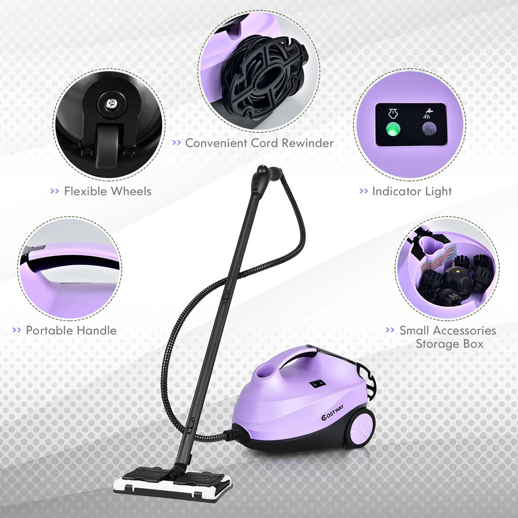 Costway 2000W Heavy Duty Steam Cleaner Mop Multi-Purpose W/19 Accessories Blue