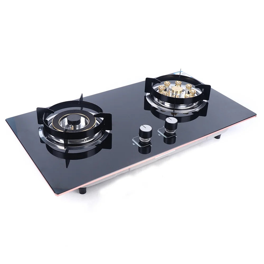 2-Burner Natural Gas Stove, Built-in Gas Cooktop Stove for Home Kitchen