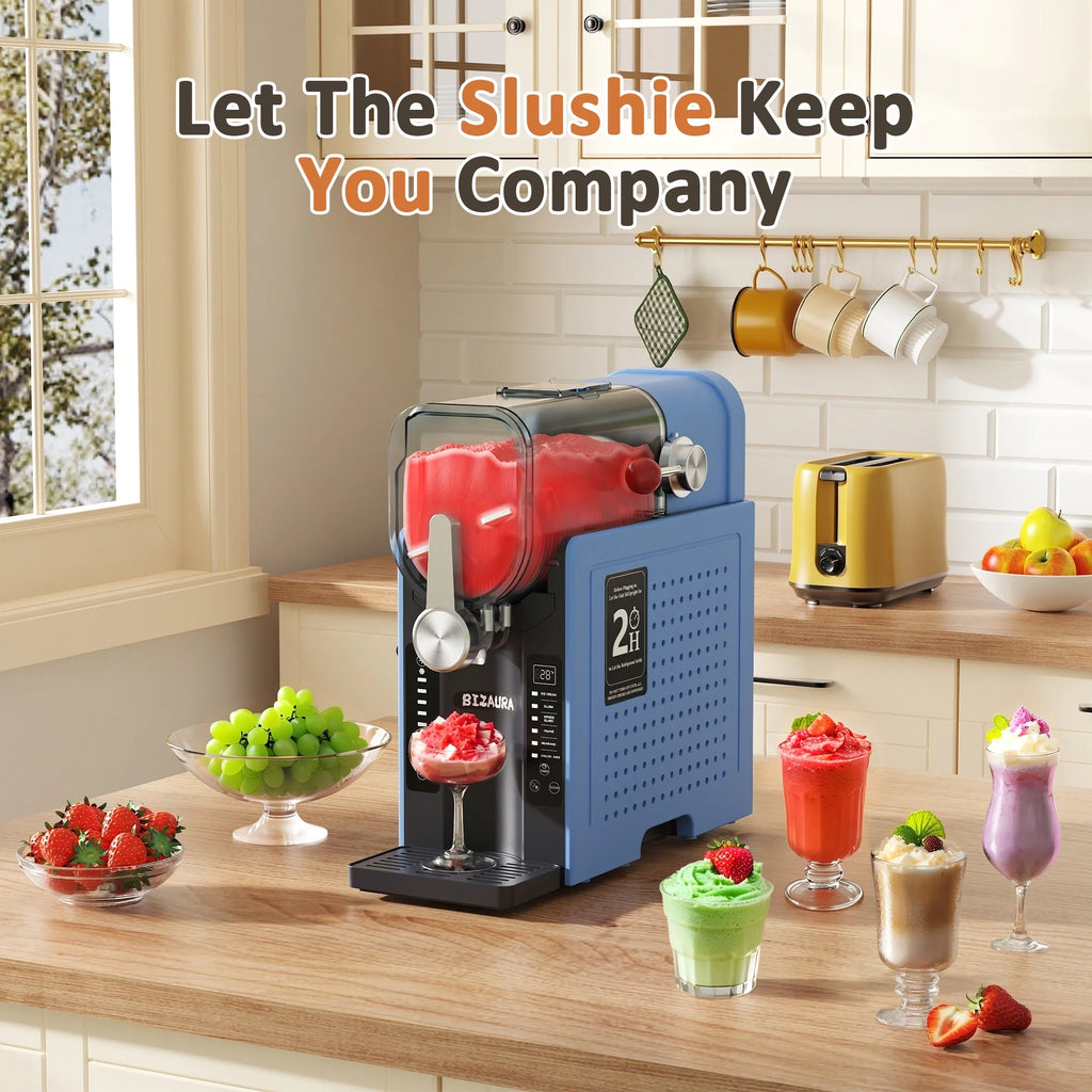 BIZAURA Slushie Machine, Slushy Machine for Home No Ice Need, Professional Frozen Drink Maker, 6 Presets for Milkshakes, Frapp��s, Slush, Ice Cream