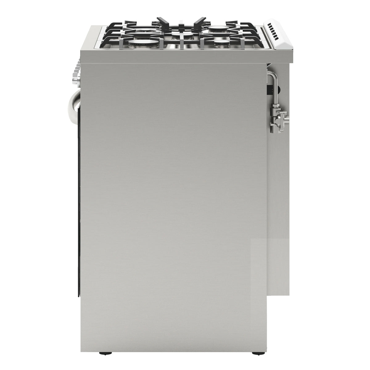 30�� Inch Professional Gas Range Stove with 5 Burner Cooktop, Rapid Convection Oven, and Digital Timer with Heavy-Duty Cast Iron Grates, Stainless-Steel Appliance, Silver