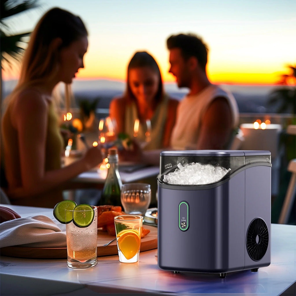 Philergo Nugget Ice Maker Countertop, Pebble Ice Maker with Soft Chewable Ice, 35 lbs/24 Hrs for Home, Kitchen, RV, Camping, Silver