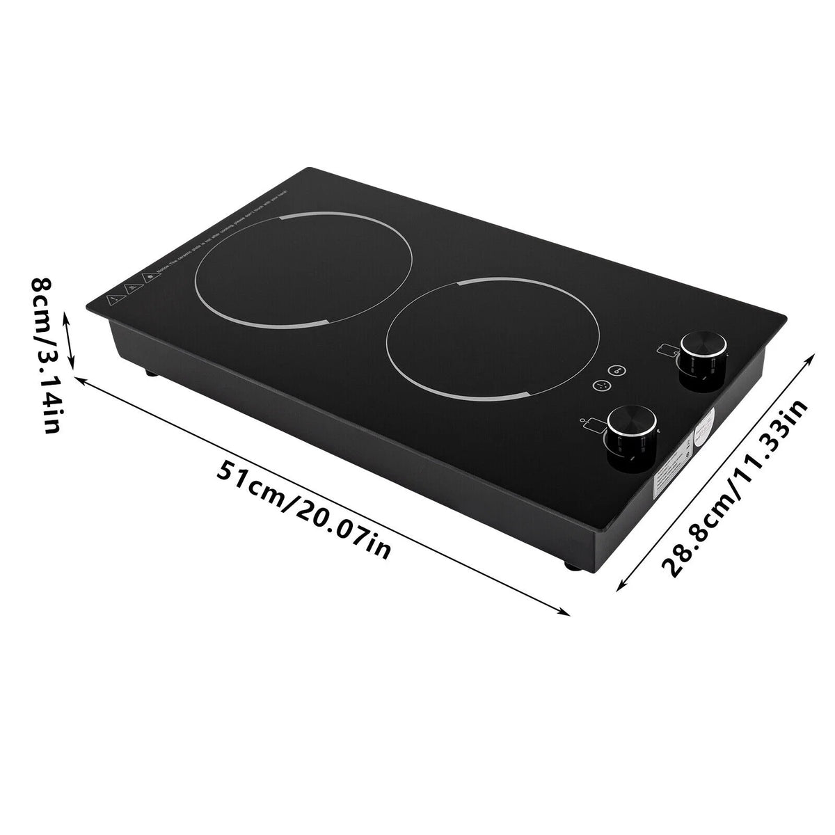 2100W Electric Induction Cooktop Stove Top 2-Burner Touch Control + Child Lock
