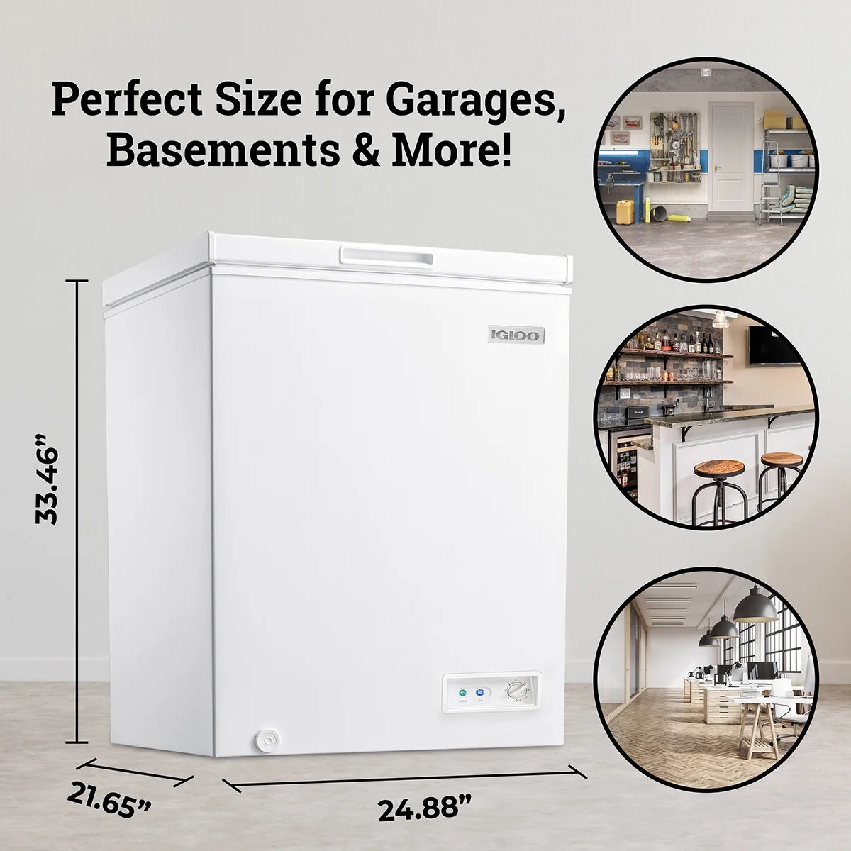 Igloo 5.0 Cu. Ft. Chest Freezer With Removable Basket, Free-Standing Door Temperature Ranges From-10?�� to 10?�� F, Front Defrost Water Drain, Perfect for Homes, Garages, Basements, RVs, White