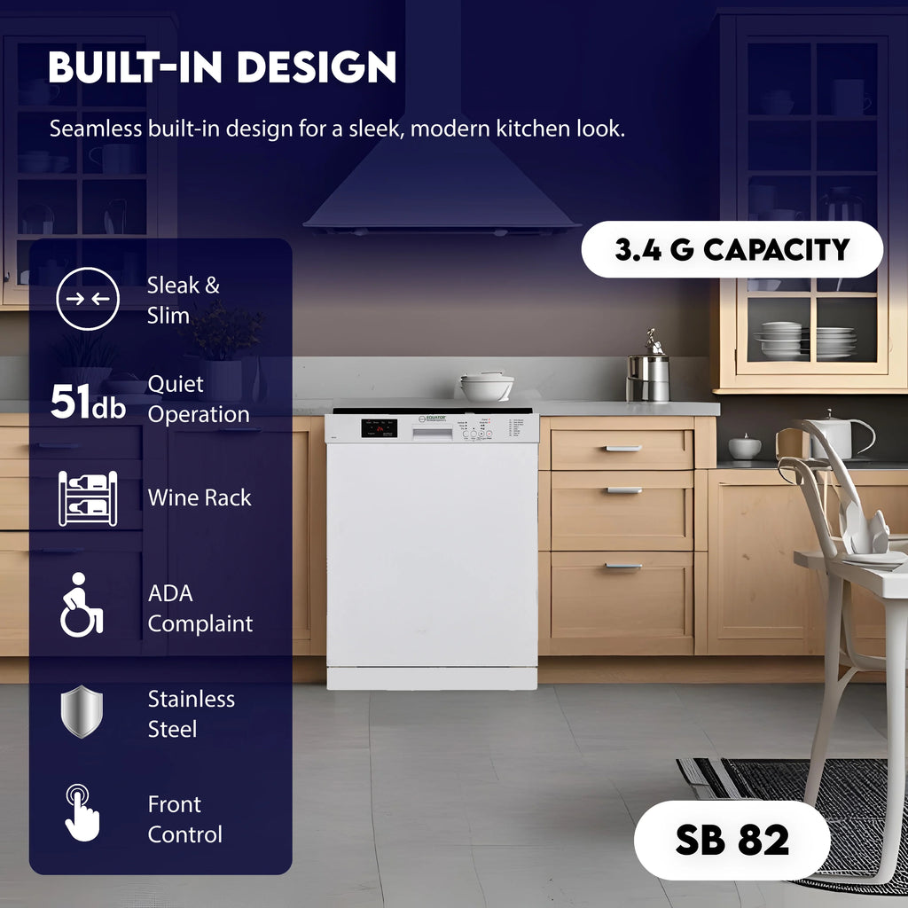 Equator Europe 24" Built in 14 place Dishwasher in Stainless