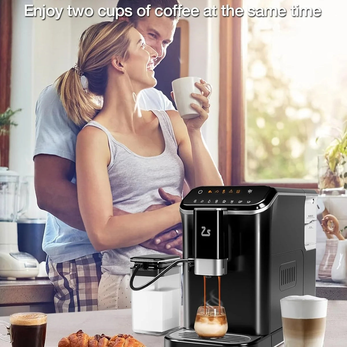 Riedhoff Fully Automatic Espresso Machine CM9002, 1350 W, Touch Screen with 1.5 L Water Tank, Black