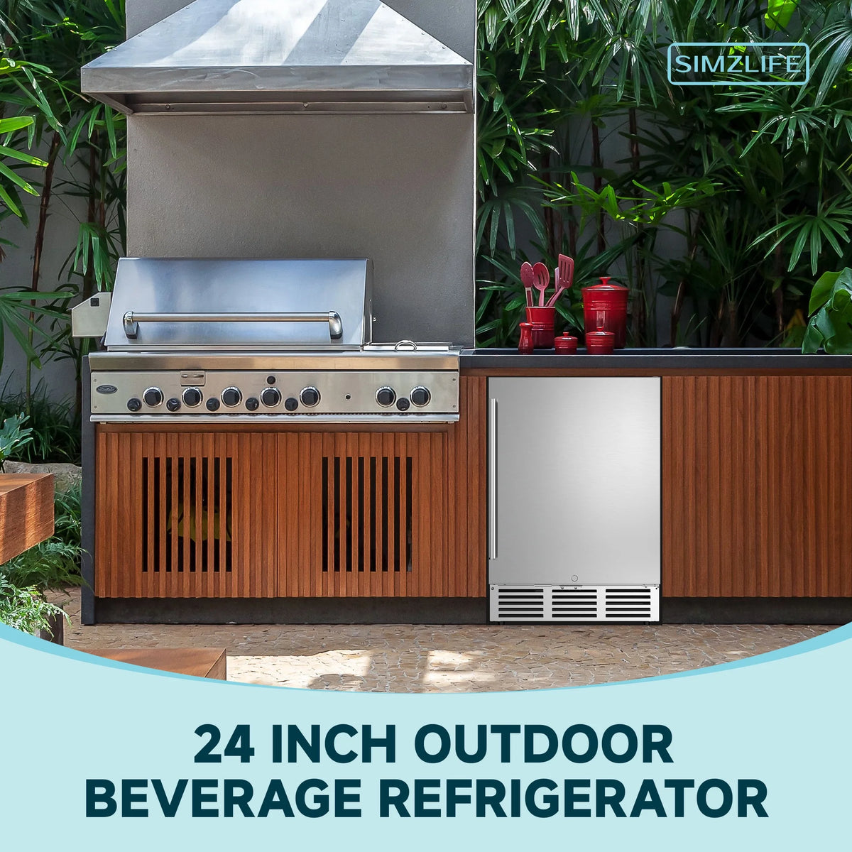 Simzlife 15 in. Single Zone 130-Cans Built-in Beverage Refrigerator Cooler Fridge in Silver Stainless Steel, with Auto LED Lights