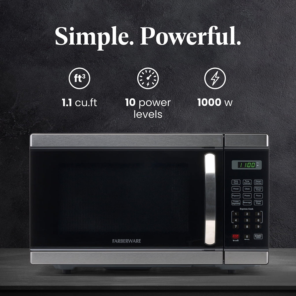 Farberware Countertop Microwave Oven with LED Lighting & Child Lock, 0.7 Cu Ft Black