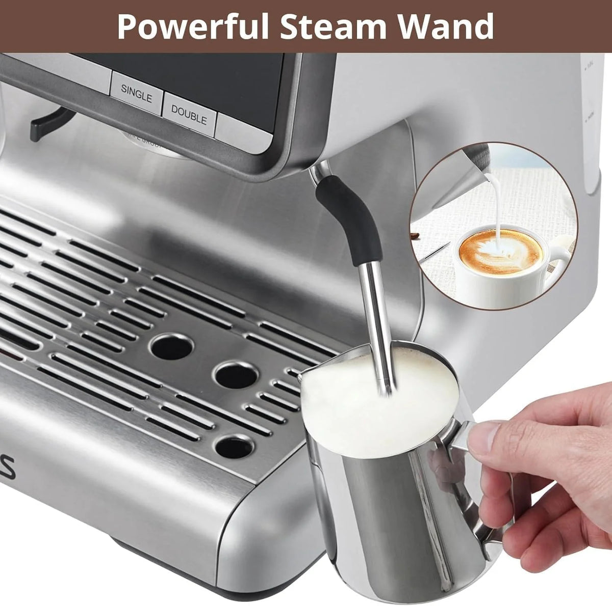 Espresso Machine 20 Bar, Professional Semi Automatic Espresso Maker With Grinder