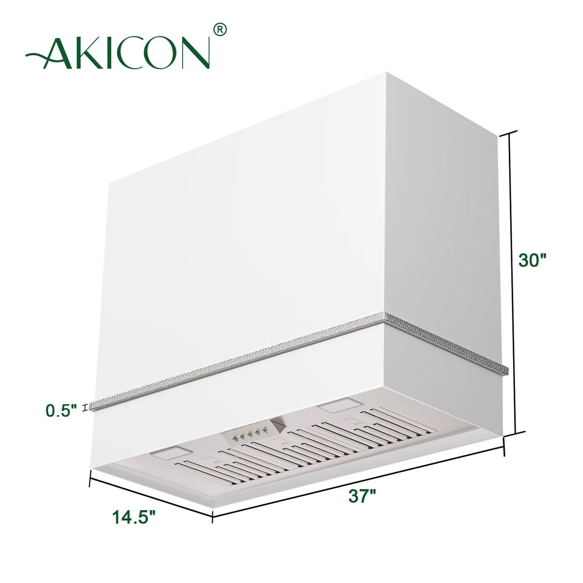 Akicon Range Hood 36 Inch, Ultra Quite Stainless Steel Kitchen Hood, Wall Mount Square Vent Hood with LED Light and Dishwasher-Safe Filters, Hood Vents for Kitchen, 3 Speeds, 600 CFM (AK-HS36HB-SWG)
