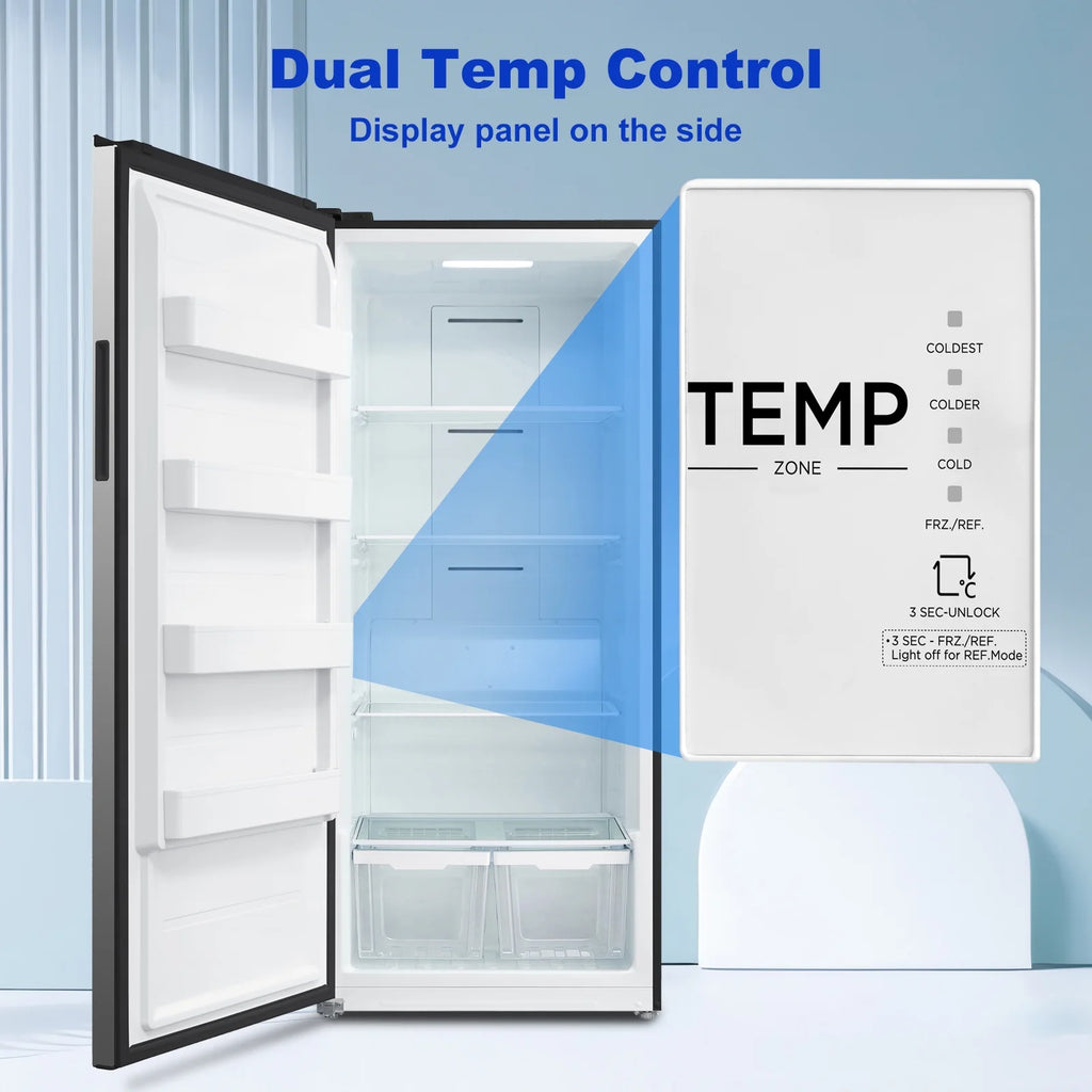 FORT�� 33 Inch Upright 21 Cu ft Freezer in Stainless Steel F21UFLESSS Left Door Fridge
