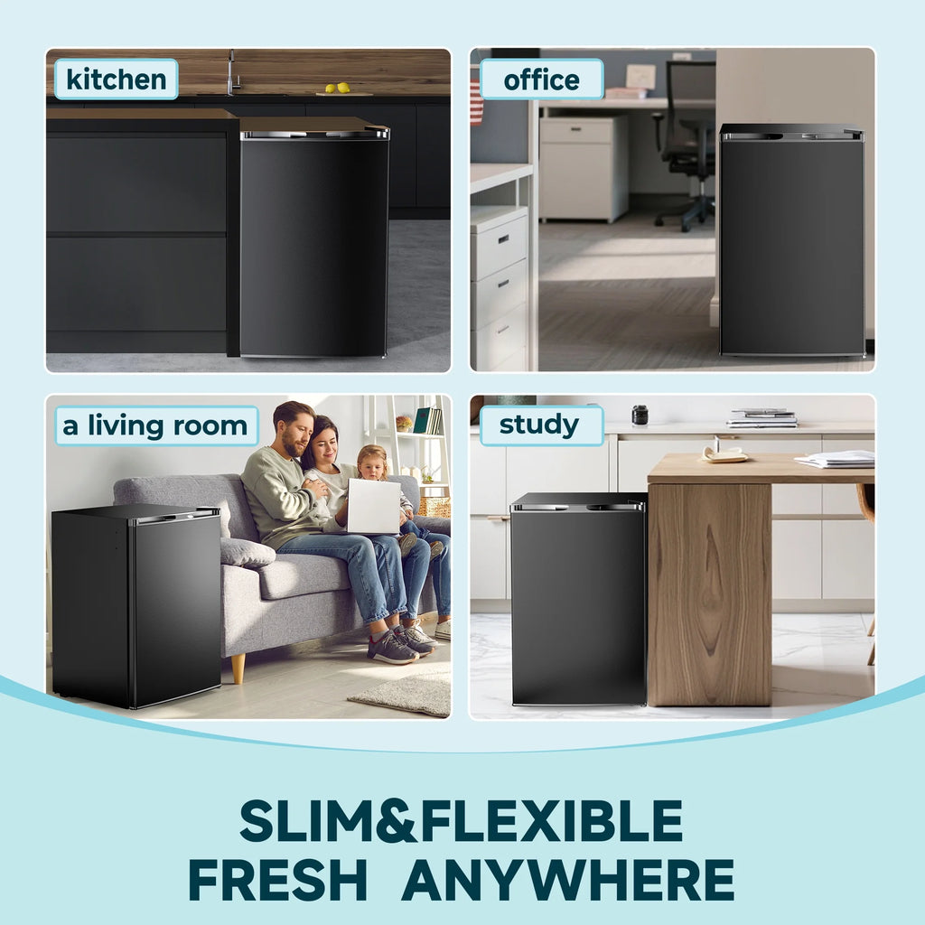 Simzlife 3.0 Cu.ft Upright Freezer,Single Door Compact Design,Reversible Stainless Steel Door,Suitable for Home,Dorm,Apartment and Office,Black