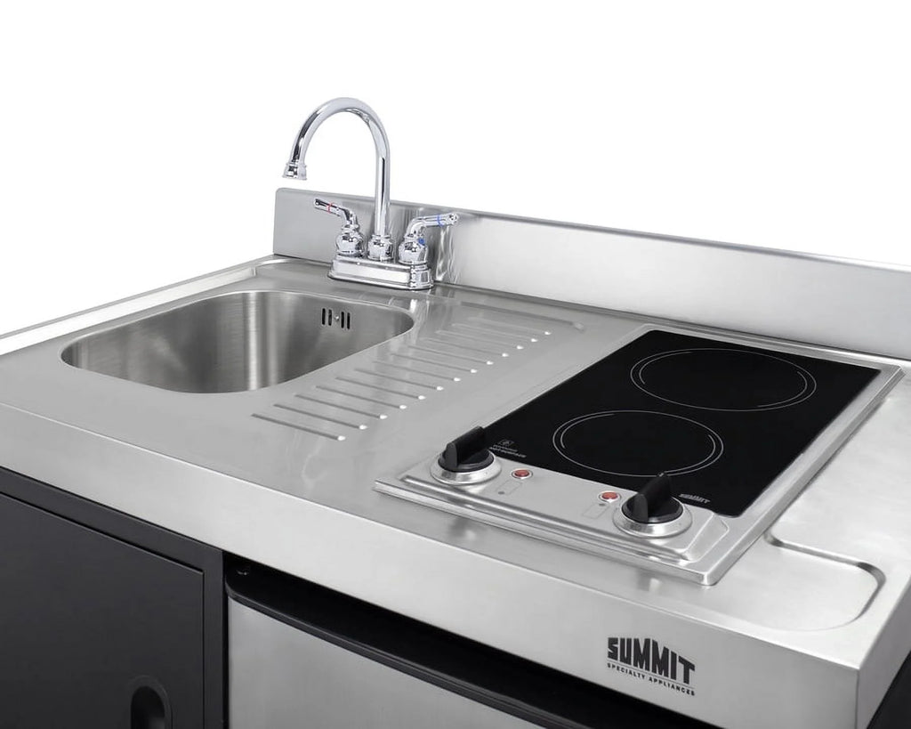 39" Wide All-In-One Kitchenette, stainless steel/black