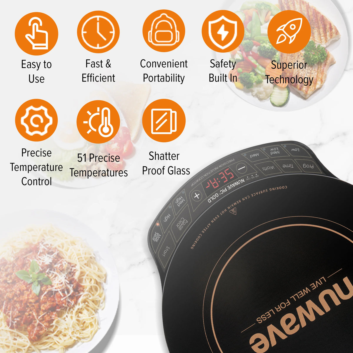 NuWave Electric Double Induction Cooktop 8�� Portable Ultrathin with Sensor Touch Precision Induction Cooktop Burner, Home