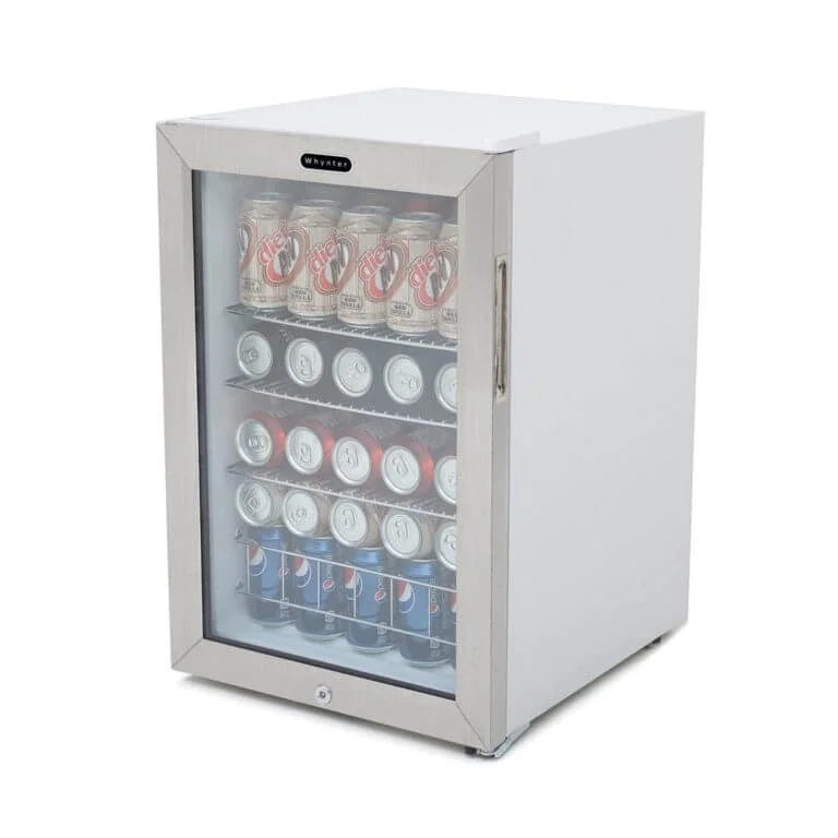 Whynter 24'' Beverage Refrigerator Cooler, 140 Cans Beverage Fridge, Built in or Freestanding Beverage Center with Stainless Steel Door