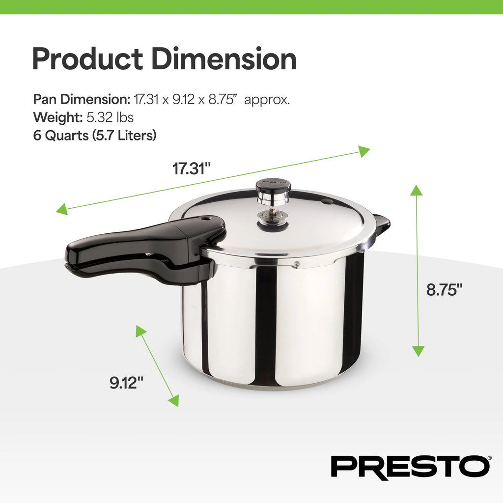 Presto? 6 Quart Stainless Steel Pressure Cooker
