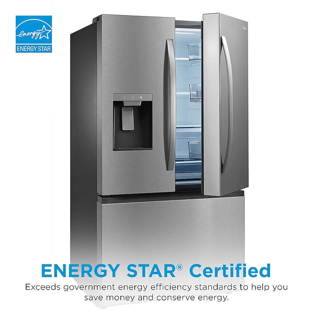 MIDEA 29 CF 3-Door French Door, Dual Ice Maker, Water and Ice Dispenser, ESTAR