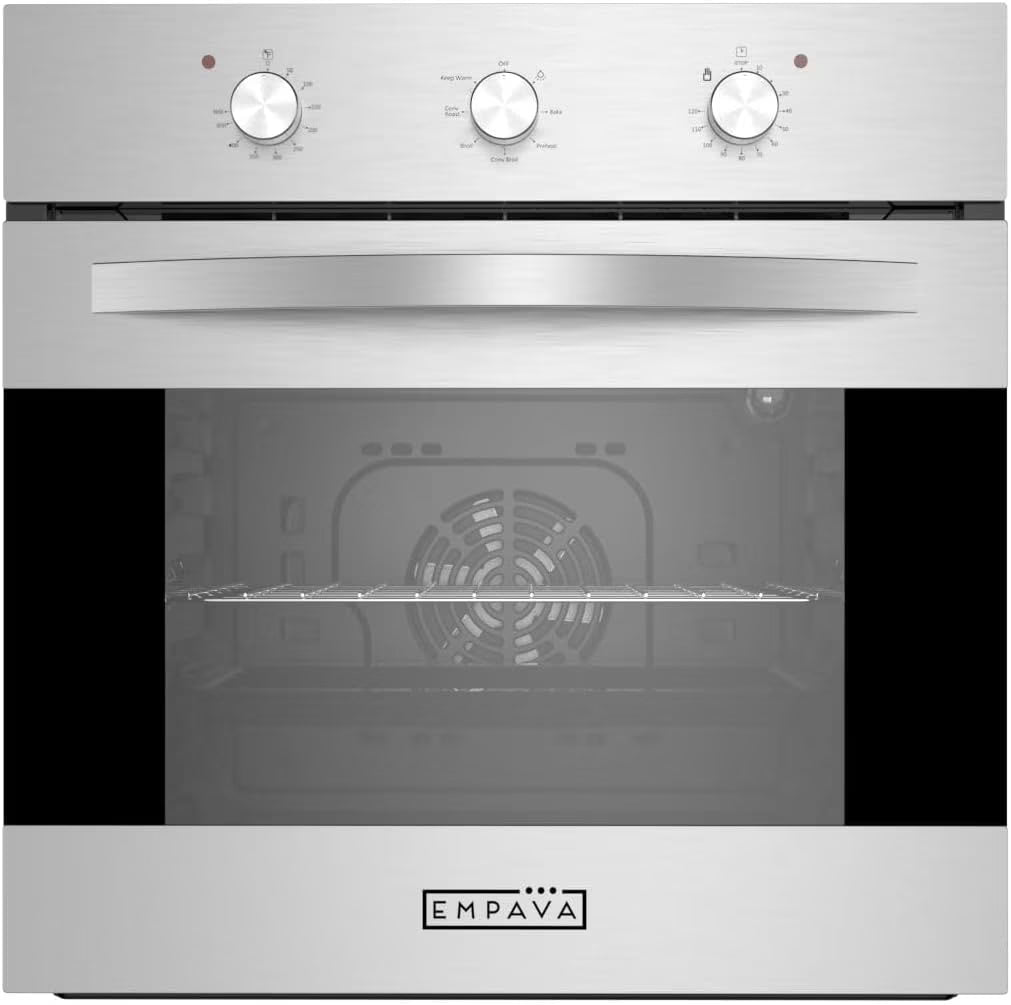 Empava 24" Single Wall Oven with 6 Cooking Functions and Mechanical Knobs Control in Stainless Steel, 24 Inch