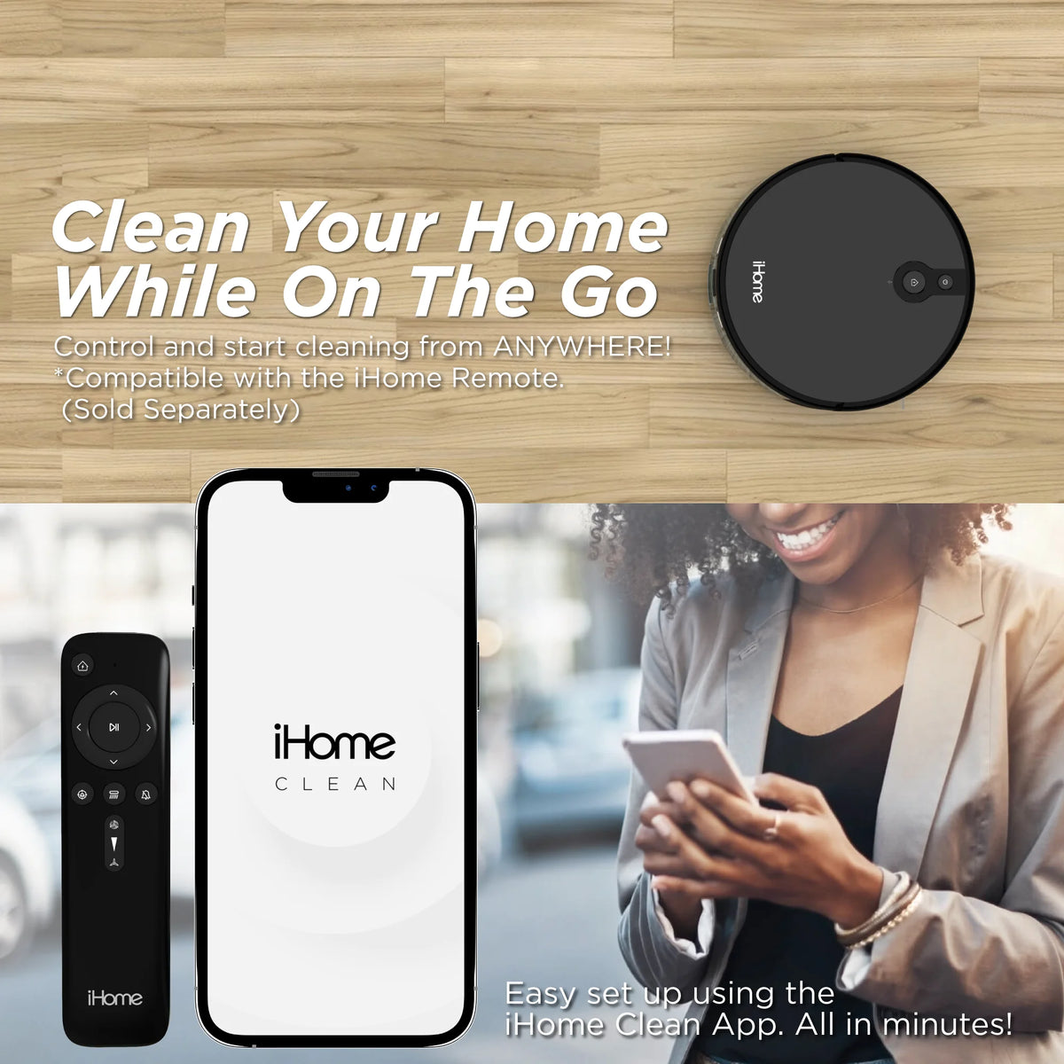iHome AutoVac Eclipse Robot Vacuum with Mapping Technology, Ultra Strong Suction, 120 Min Runtime, App Connectivity