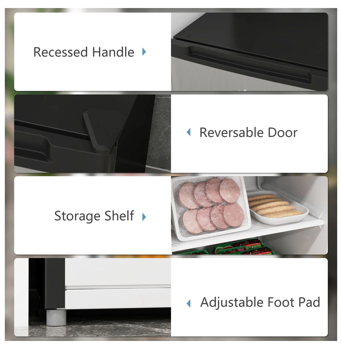 Compact Upright Freezer 3 Cu Ft - Adjustable Thermostat, Reversible Door, Mini Freezer for Apartment, Dorm, Office - Silver