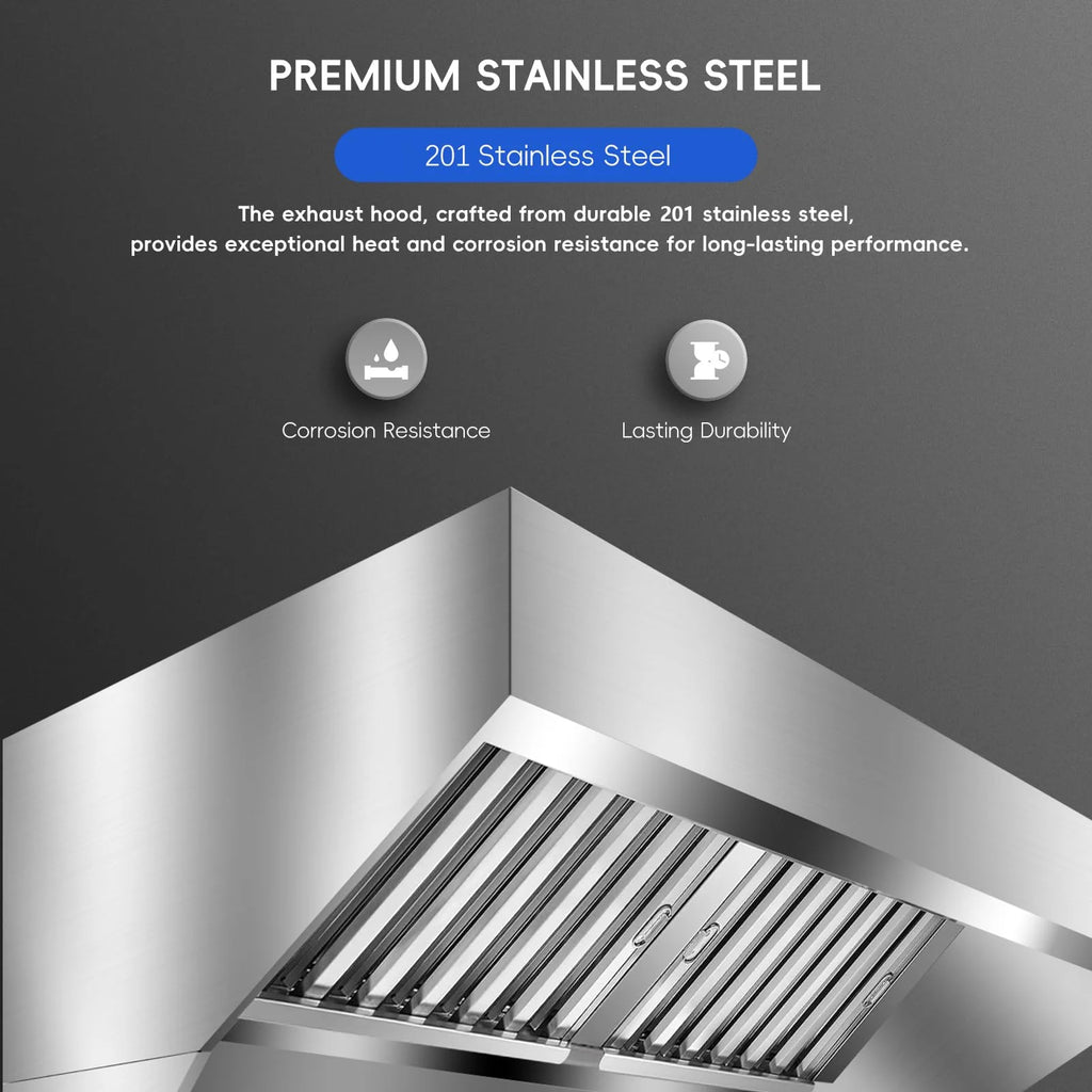 Aoile Commercial Exhaust Hood, 94.48" Rust Resistant Wall Mount Range Hood