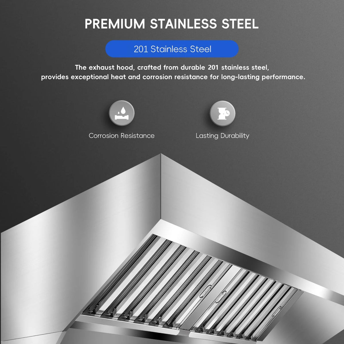 Aoile Commercial Exhaust Hood, 94.48" Rust Resistant Wall Mount Range Hood