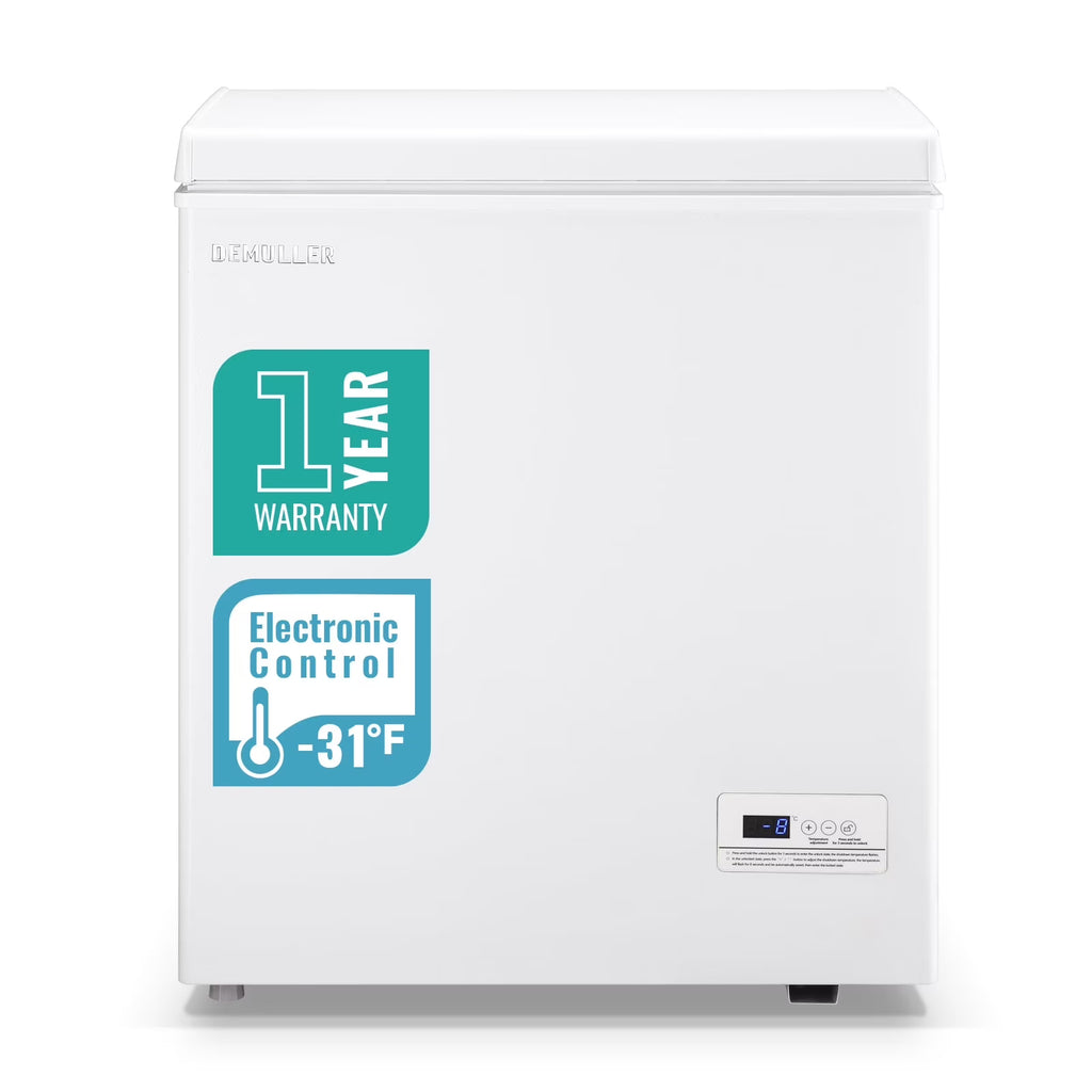 DEMULLER Compact Chest Freezer Deep Freestanding Freezers Mini Freezer Top Open Door YX-79-White