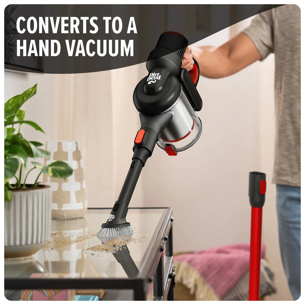 Dirt Devil Cordless Standing Stick Vacuum Cleaner, Carpet & Hard Floors, Above Floor Cleaning, LED Headlights, Lightweight, 25 Min. Run Time, for Home Use, BD57010V