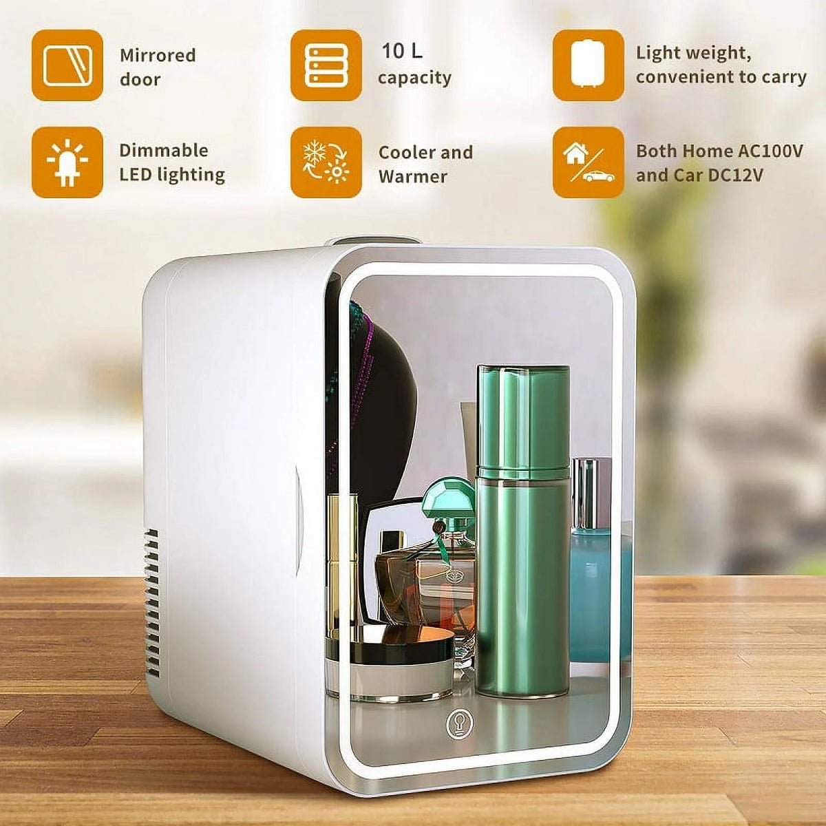 8L Large Capacity Mini Cosmetic Refrigerator Mirror Cosmetic Refrigerator Portable Cosmetic Electric Cooler Cosmetic Mirror Cosmetic Tool