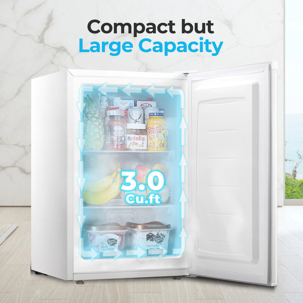 WAA 3.0 Cu.Ft Upright Compact Standing Deep Freezer, White