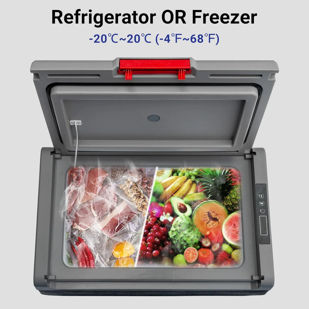 12V Car Refrigerator 20L Electric Cooler 12/24V DC Convertible Freezer -4�H-68�H Portable, Car Camping Truck RV Travel Fishing