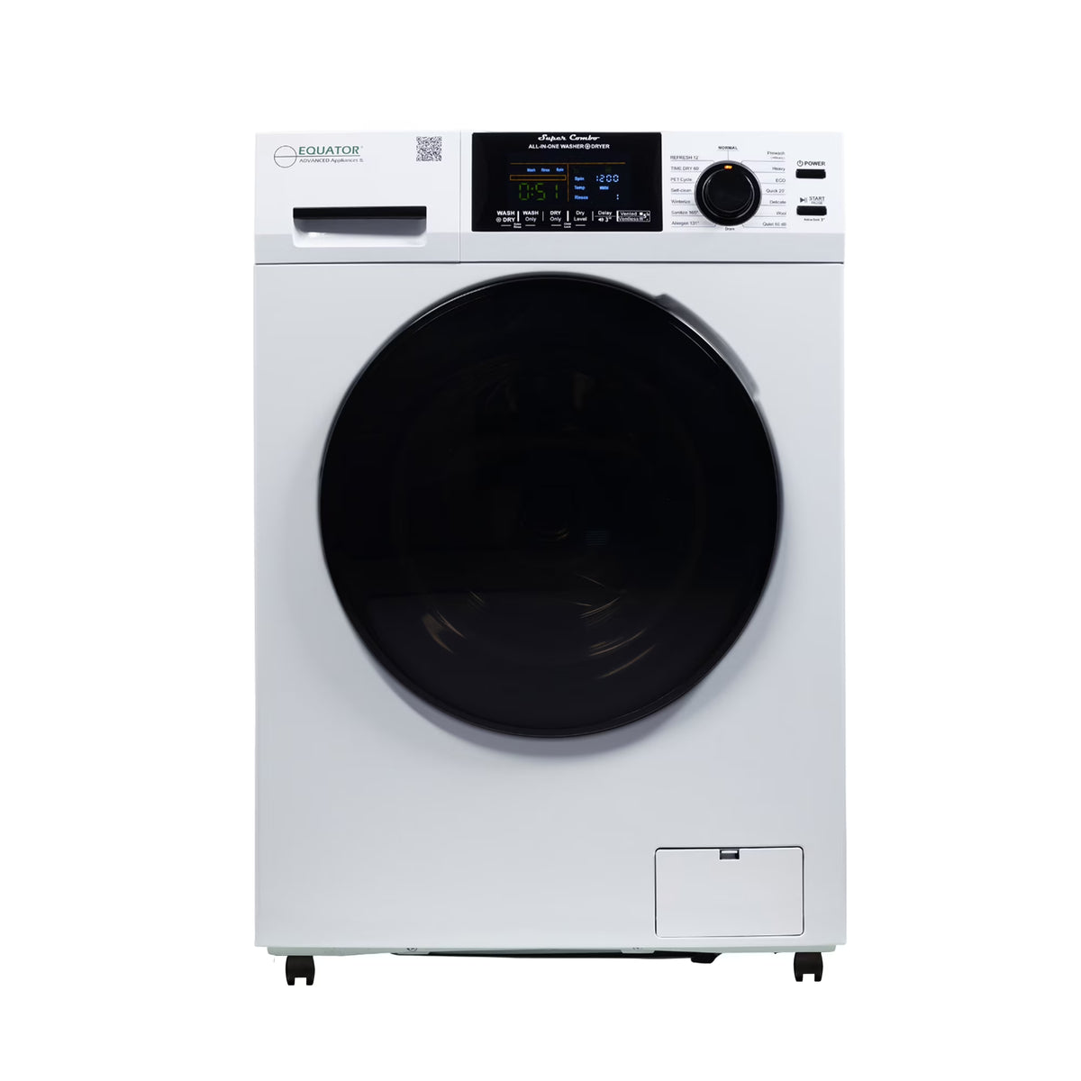 Equator 1.6cf 110V Vented/Ventless Sani Combo Washer Dryer Pet Cycle + Pedestal