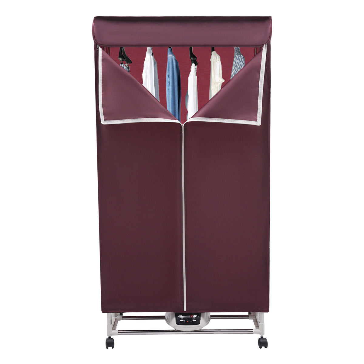110V Wine Red Clothes Dryer Portable Travel Mini Dryer Machine 1200-1500W Electric Dryer For Homes, Apartments