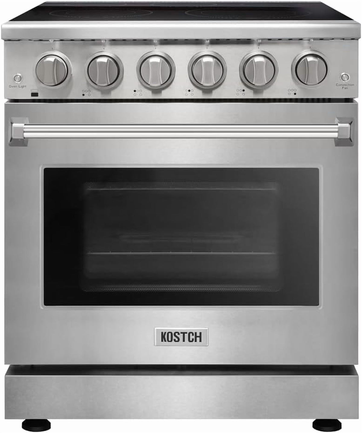 30 inch Professional Electric Range with 5 Heating Elements Cooktop, 4.55 Cu. Ft. Convection Oven Capacity, Smooth Glass Top, in Stainless Steel, KOS-30RE06H (Stainless Steel)