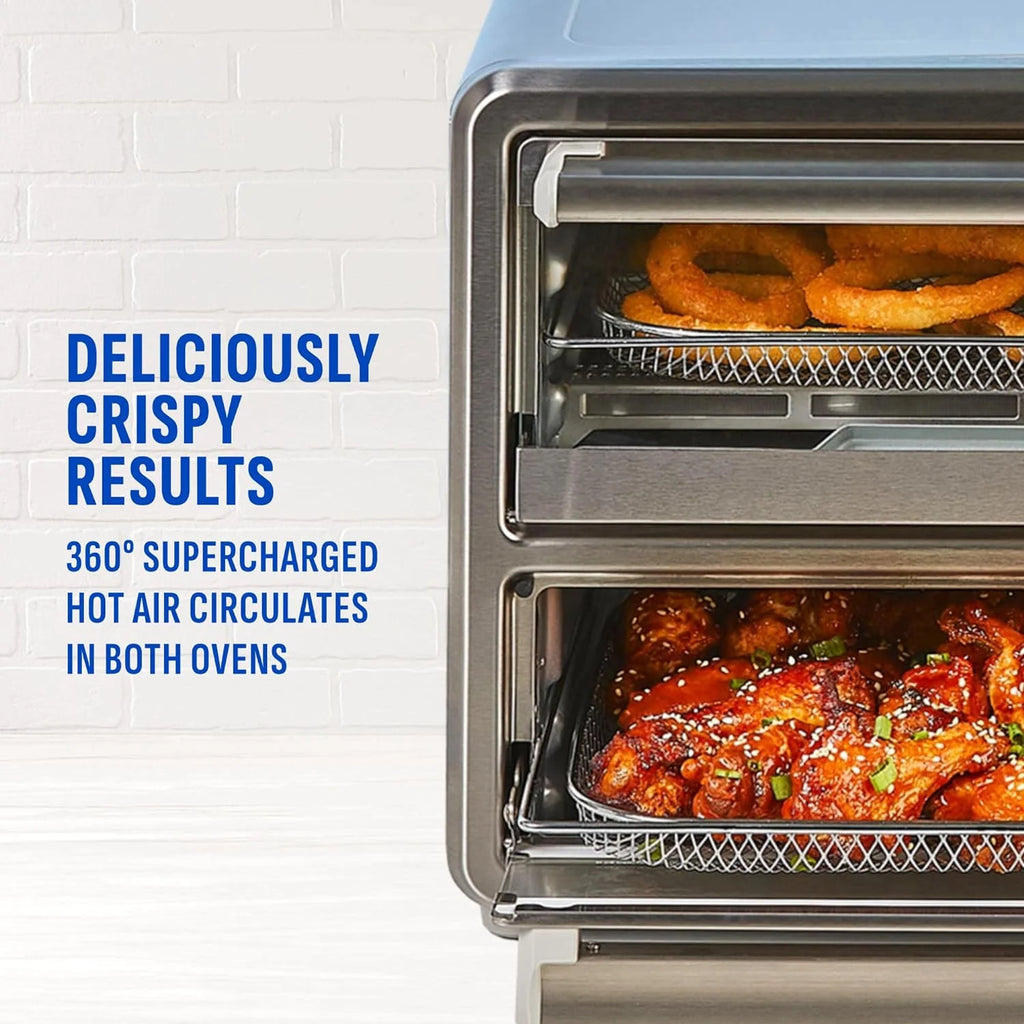 PowerXL SmartSynx Dual Door Oven, 8 Quick-Touch Cooking Presets including Air Fry, Toast, Bake, Broil, Reheat and More Cook 2 Different Foods at the Same Time, Large Capacity & Adjustable Temperature