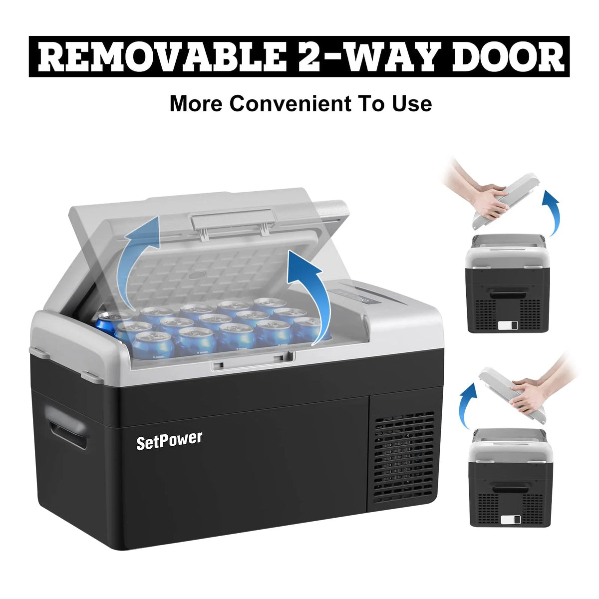 Setpower FC15 12V Portable Refrigerator with AC Adapter, 15.8 Quart Car Freezer Fridge for Camping, Fast Cooling, -4a??-68a??, 3-Year Warranty, Car, RV, Truck, Home and Outdoor Use, DC & AC, Green