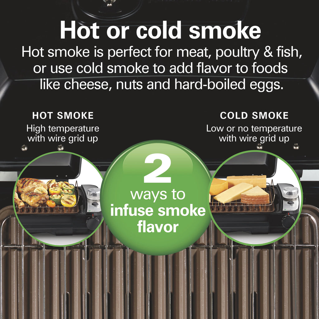 Hamilton Beach Electric Indoor Grill with Hot and Cold Smoke Infuser and Smoking Rack, Black