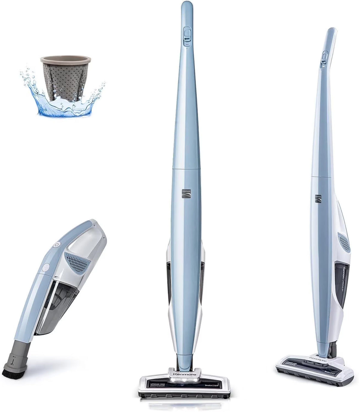 Kenmore DS1030 Lightweight Cordless Stick Vacuum Cleaner, 24V, White, Handvac under 3lbs