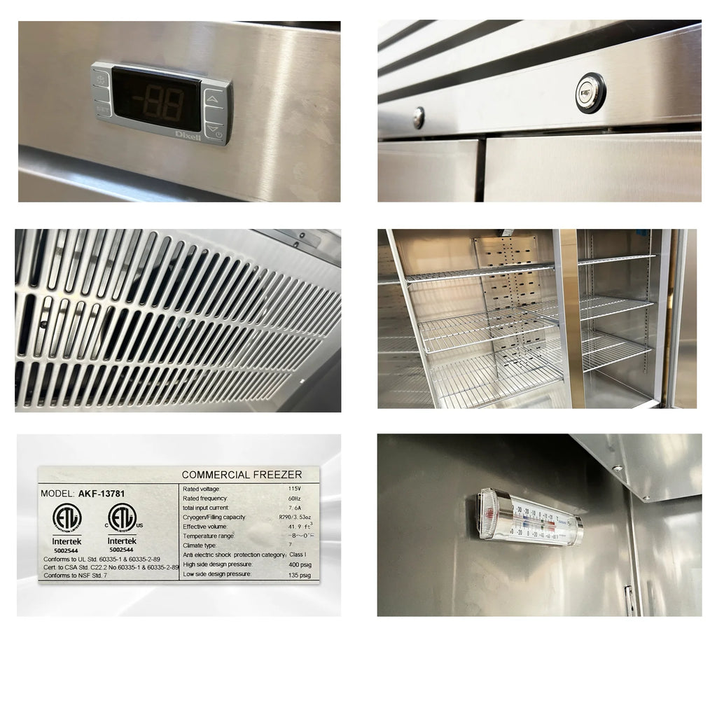 Commercial Reach in Refrigerator, 54" x 32" x 81 3/8", 42 Cubic Ft, Double Door Stainless Steel Fridge, for Restaurant