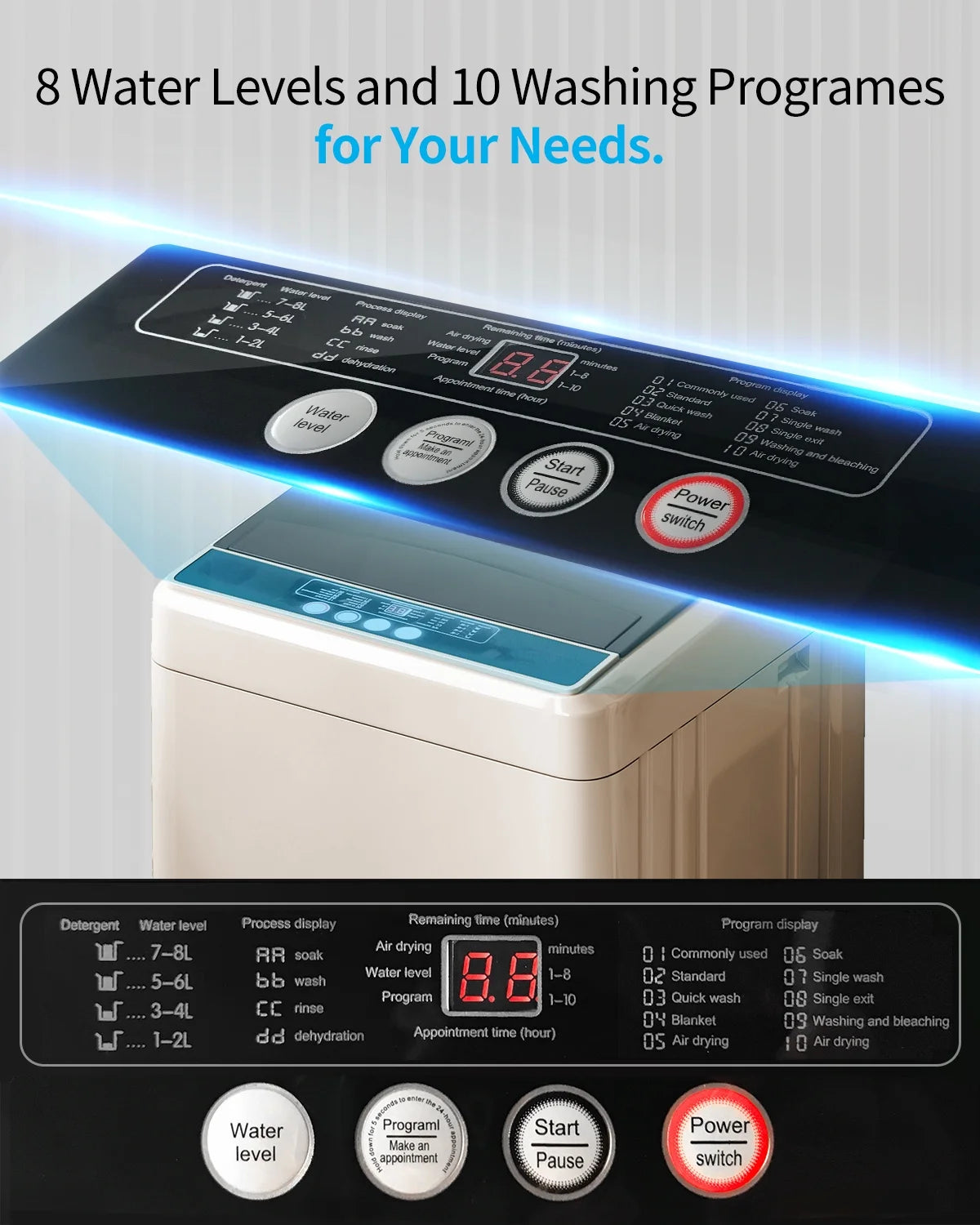 TABU Portable Washer and Dryer Set, 17.6LBS Compact Washing Machine & 13LBS Compact Dryer (Brown&White)