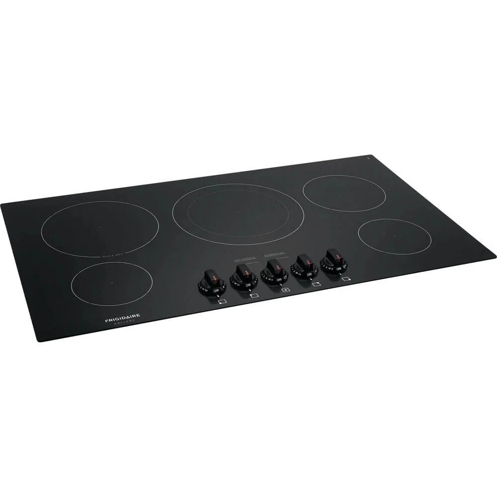 Frigidaire FGEC3648UB 36 Gallery Series Electric Cooktop, 5 Elements Ceramic Glass Cooktop Hot Surface Indicator, in Black