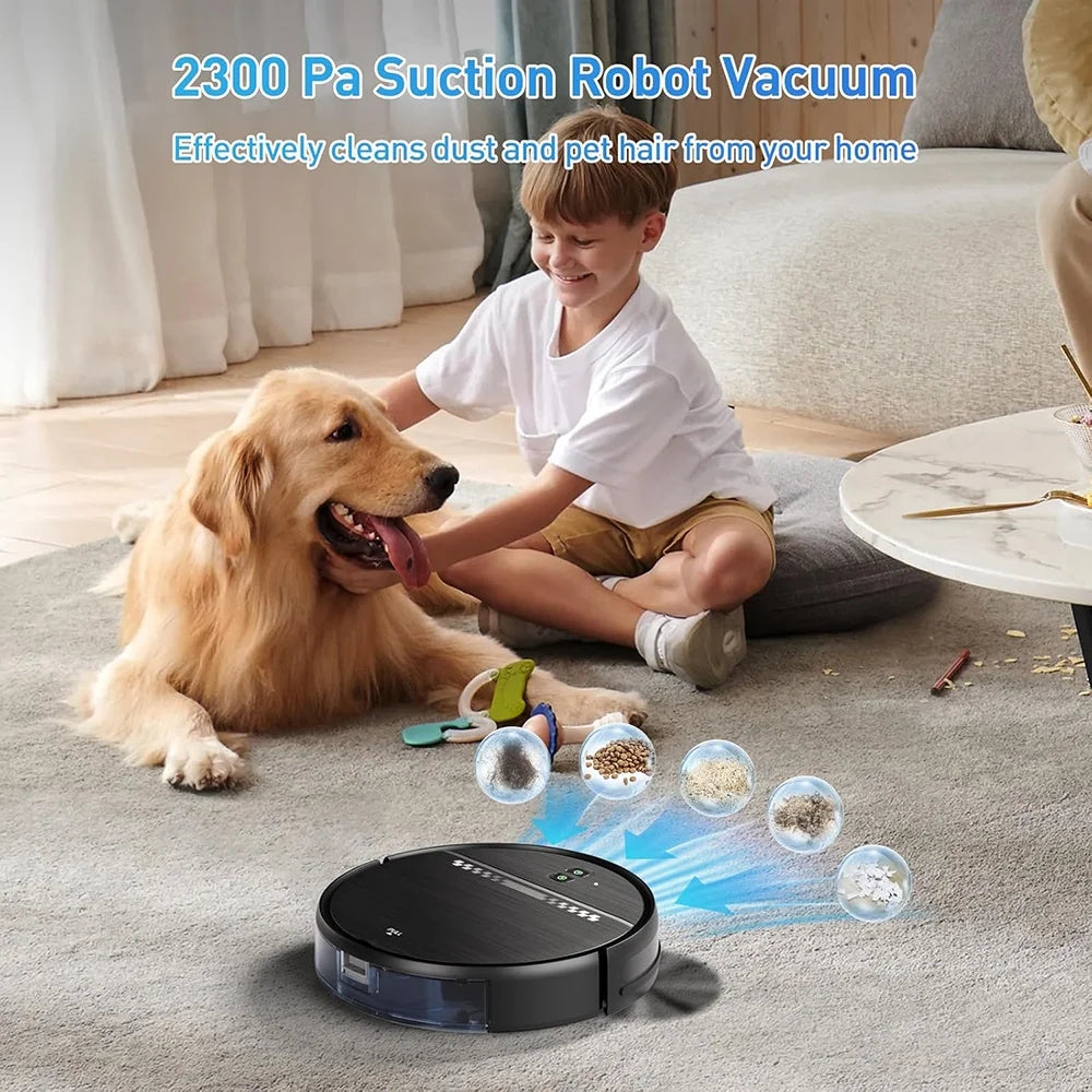MANVN Robot Vacuum and Mop Combo, 2 in1 with Schedule, Wi-Fi/App, 2300Pa Max Suction