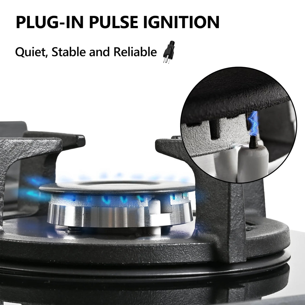GRACEALL 4 Burner Gas Stove Cooktop 24in, Glass Top Built-in Gas Burner Hob, NG/LPG Compatible or use with Propane or Neutral Gas