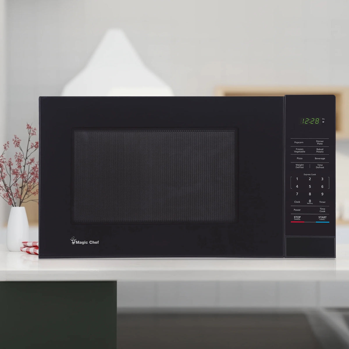 Magic Chef 1.6 Cu. ft. 1100W Countertop Microwave Oven with Push-Button Door in Black, New