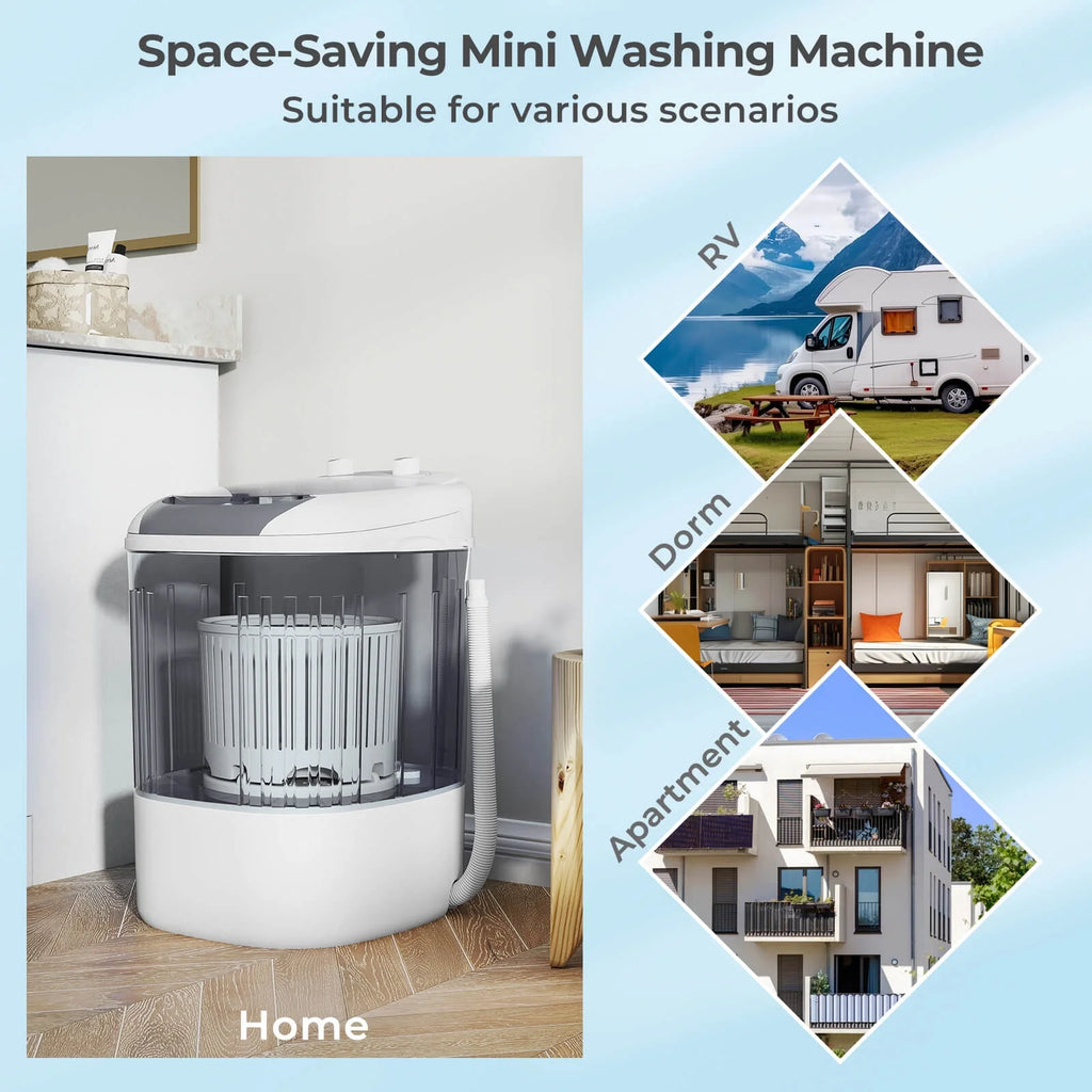 Costway Portable Washing Machine 5.5 lbs Mini Top Load Washer with Removable Spin-Dry Tub Blue