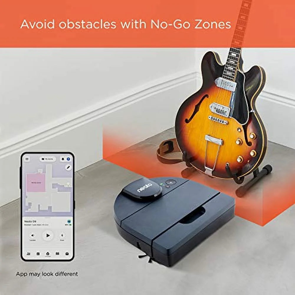 Neato D8 Intelligent Robot Vacuum Cleaner LaserSmart Nav, Smart Mapping, No-Go Zones, WiFi Connected, 100-min runtime, Powerful Suction, Turbo Clean, Edges, Corners & Pet Hair, XXL Dustbin, Alexa
